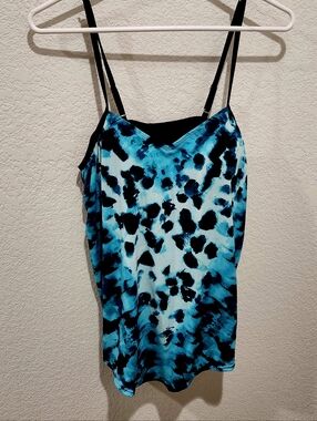 Sonnet Shores Size 14 Teal And Black Animal Print Tankini Swim Top